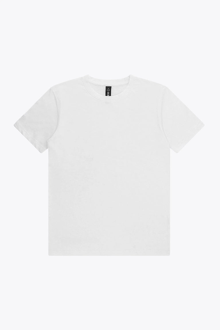 Osaka unisex basic tee in white. Front flatlay view