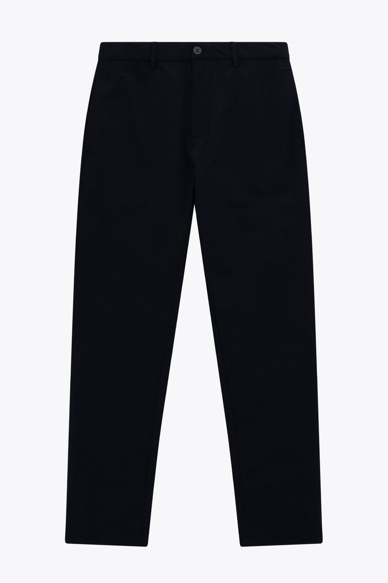 Black men’s technical golf pants with belt loops and button closure