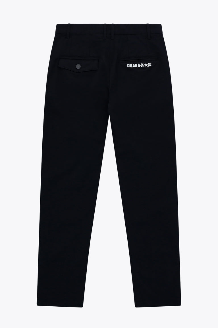 Black men’s technical golf pants with front button and side pocket