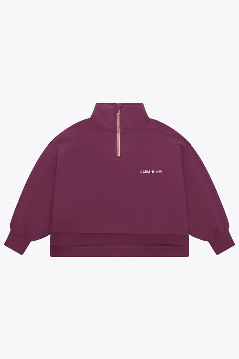 Osaka Women Cropped Half Zip Sweater | Cherry Lacquer Osaka Osaka Women Cropped Half Zip Sweater | Cherry Lacquer - Sweaters Apparel