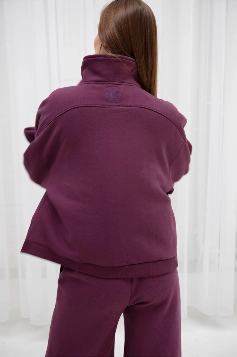 Osaka Osaka Women Cropped Half Zip Sweater | Cherry Lacquer - Sweaters Apparel