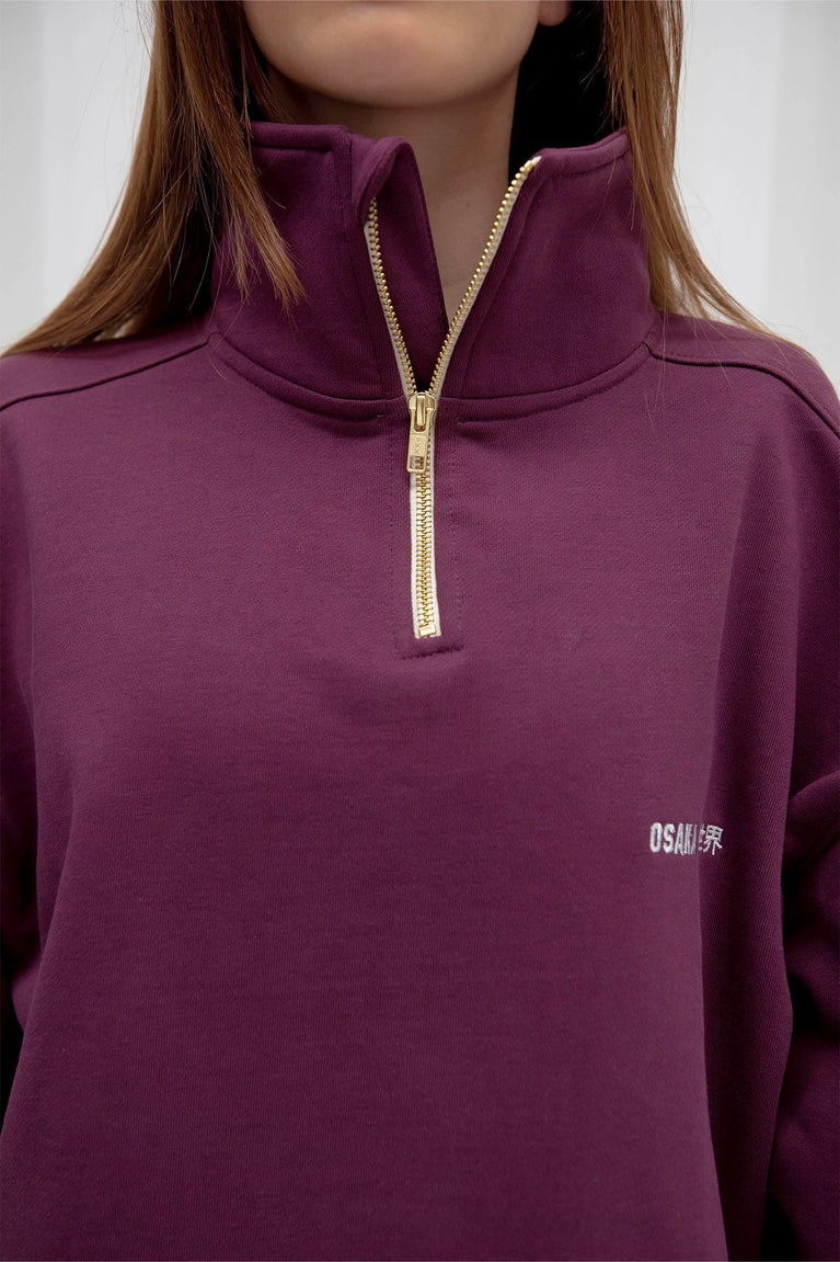 Osaka Osaka Women Cropped Half Zip Sweater | Cherry Lacquer - Sweaters Apparel