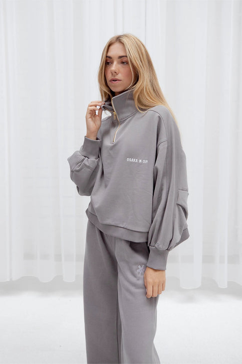 Osaka Women Cropped Half Zip Sweater | Cloudburst Osaka Osaka Women Cropped Half Zip Sweater | Cloudburst - Sweaters Apparel