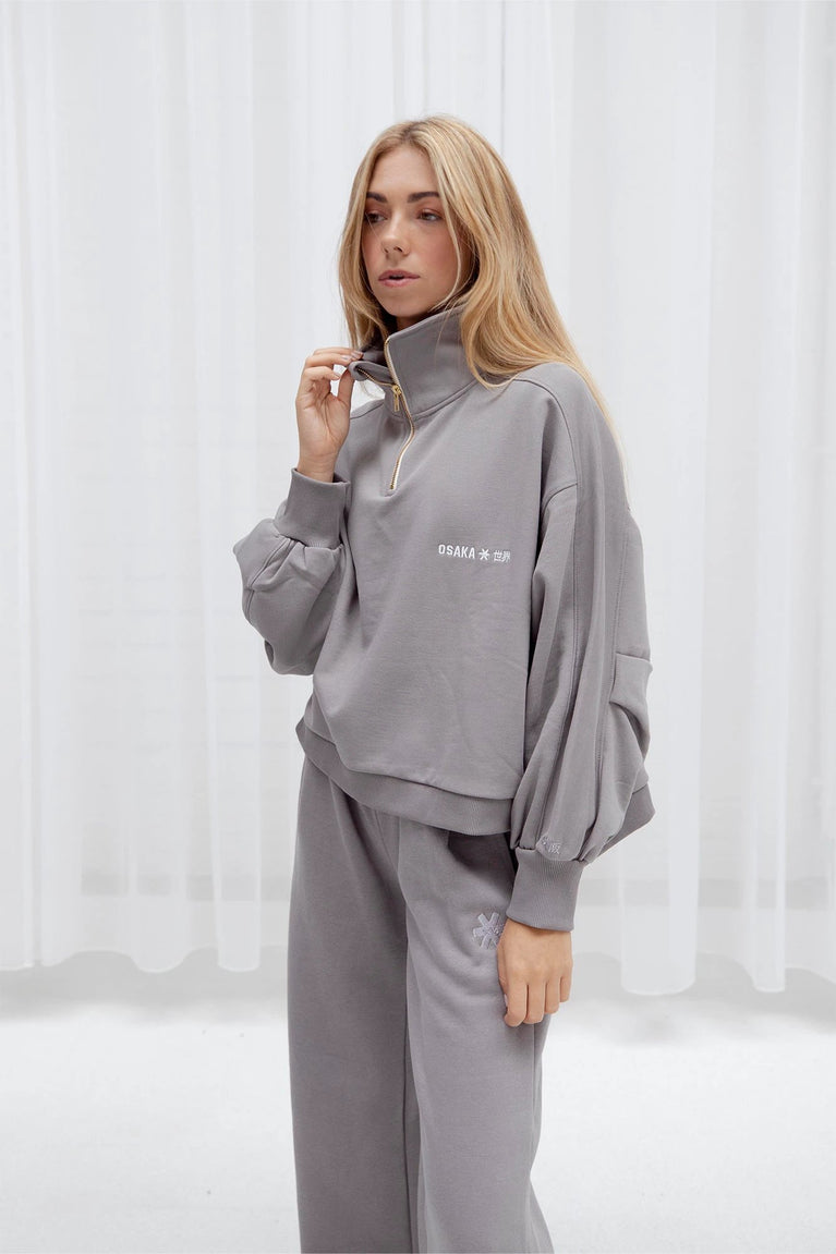 Osaka Osaka Women Cropped Half Zip Sweater | Cloudburst - Sweaters Apparel