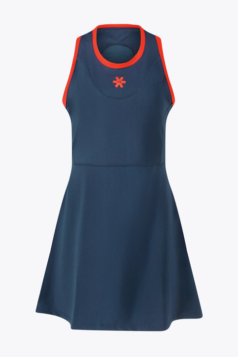 Osaka Women Floucy Dress | Olympian Women’s navy sleeveless dress with red neck trim and star logo at chest