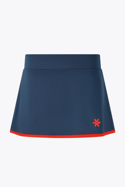 Osaka Women Floucy Skort | Olympian Women’s floucy skort by Olympian in dark navy with red hem trim and logo.