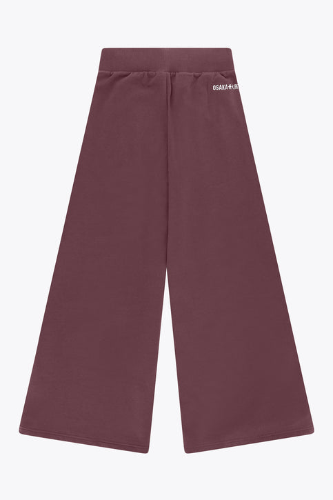 Osaka Women Wide Leg Sweatpants | Peppercorn Women’s wide-leg sweatpants in plum with ribbed elastic waistband and side pockets
