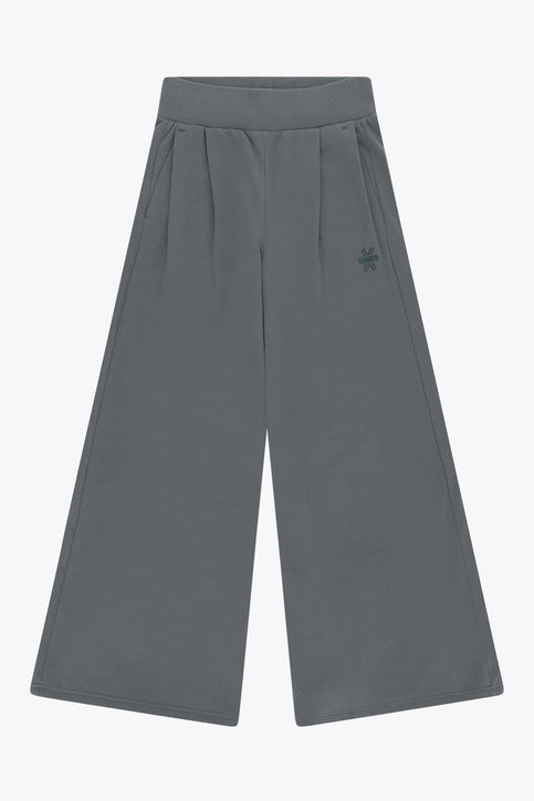 Osaka Women Wide Leg Sweatpants | Dark Grey Melange Dark grey melange wide-leg sweatpants with elastic waistband and side pockets