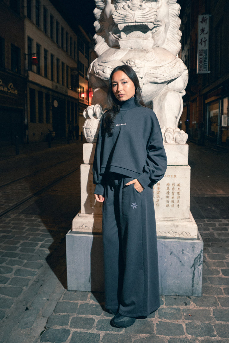 Osaka Women Wide Leg Sweatpants | Dark Grey Melange