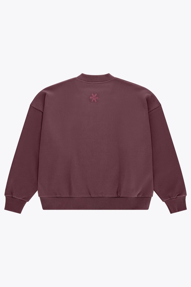 Men's pullover sweater, dark maroon, ribbed crew neck and cuffs, small back logo