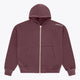 Men's full-zip hoodie, dark maroon, hooded with kangaroo pocket and chest logo