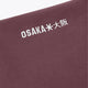 Men's full-zip hoodie neck logo text, dark maroon fabric with embroidered Osaka