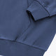 Men's full-zip hoodie cuff and ribbed hem, dark blue knit trim