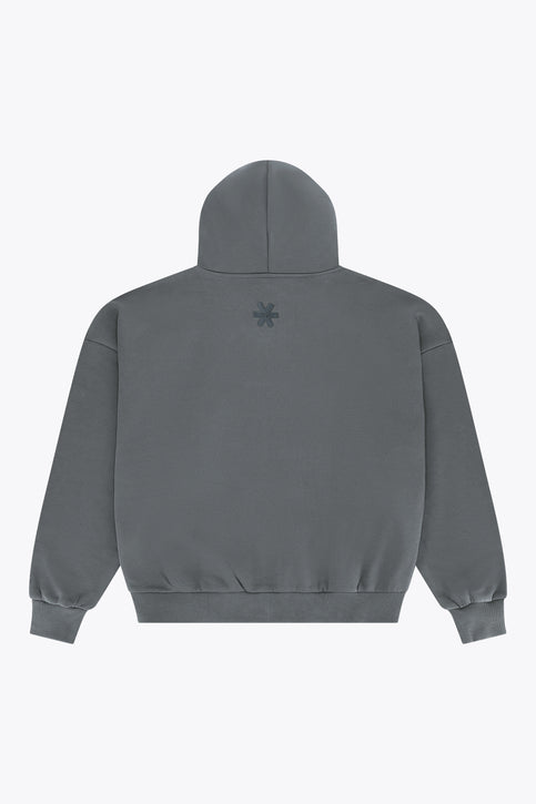 Osaka Men Full Zip Hoodie | Dark Grey Melange Men's dark grey melange full-zip hoodie with adjustable hood and front pockets
