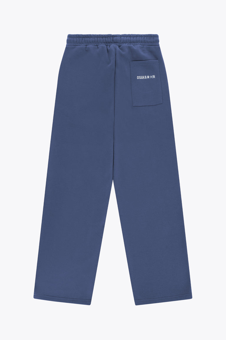 Men's wide-leg sweatpants, blue with side pocket and elastic waistband