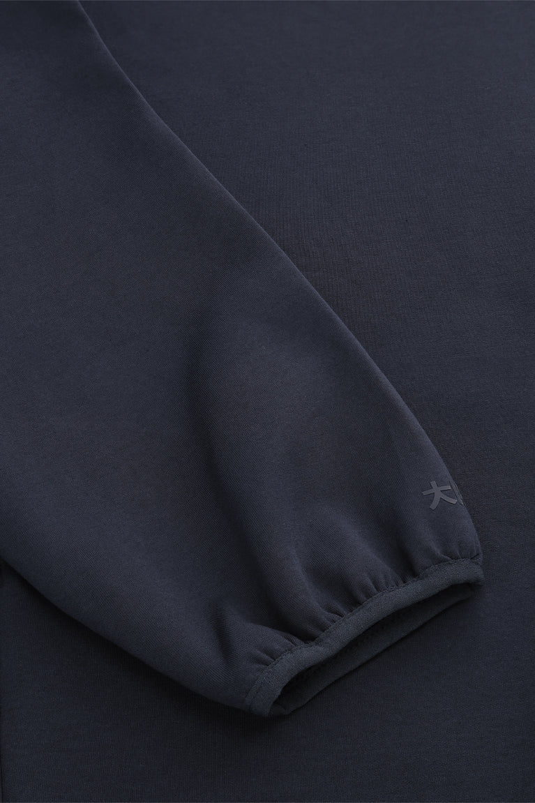 Navy unisex knit hoodie sleeve with ribbed cuff and cuffs stitching