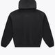 Black unisex hoodie with pullover hood and kangaroo pocket, back view.