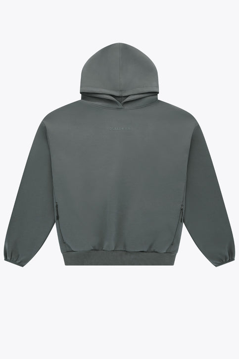 Osaka Unisex Hoodie Neo Knit | Dark Grey Melange Dark grey melange unisex hoodie with kangaroo pocket, back view