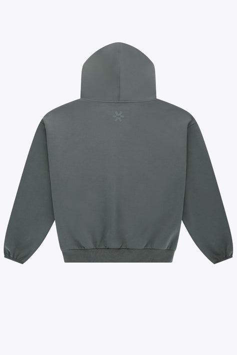 Osaka Unisex Hoodie Neo Knit | Dark Grey Melange Dark grey melange unisex hoodie with kangaroo pocket, back view