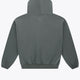 Dark grey melange unisex hoodie with hood, small chest logo, back view