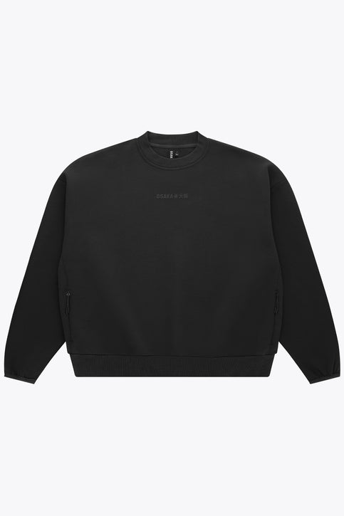 Osaka Unisex Sweater Neo Knit | Black Black unisex crewneck sweater with small chest logo