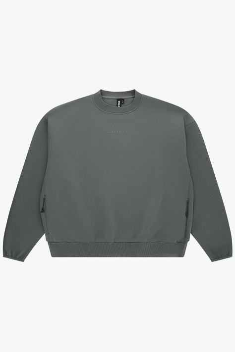 Osaka Unisex Sweater Neo Knit | Dark Grey Melange Unisex crewneck sweater in dark grey melange, ribbed cuffs and hem