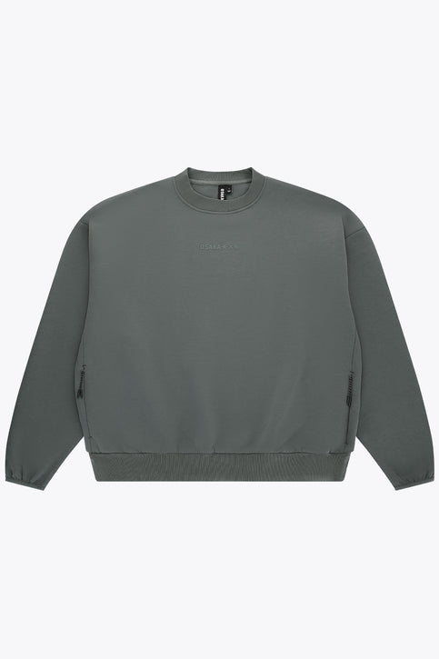 Osaka Unisex Sweater Neo Knit | Dark Grey Melange Unisex crewneck sweater in dark grey melange, ribbed cuffs and hem