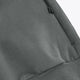 Unisex sweater detail: dark grey melange hem with ribbing and small draw-cord hardware