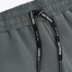 Dark grey sweatpants waistband with elastic casing and black drawstring
