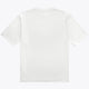 Back view of white unisex boxy crewneck T-shirt with small upper back logo