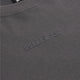 Dark grey boxy T-shirt neckline label and embroidered chest logo detail
