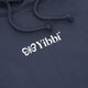 Deep sea navy hoodie chest logo with drawstring hood detail