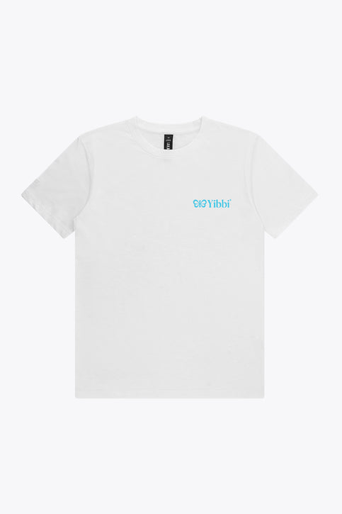 Yibbi Adults Tee | White Adults white crew-neck T-shirt with small chest logo