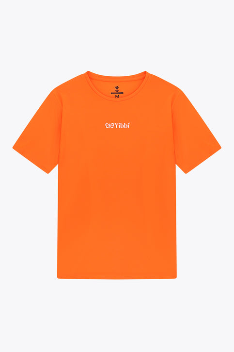 Yibbi Adults Sports Tee | Bright Orange Bright orange adult sports t-shirt with crew neck and short sleeves