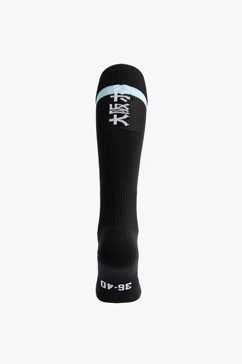 Arlon Field Hockey Socks - Black Osaka x Arlon Field Hockey Socks in black with light blue and Osaka logo in green. Front view