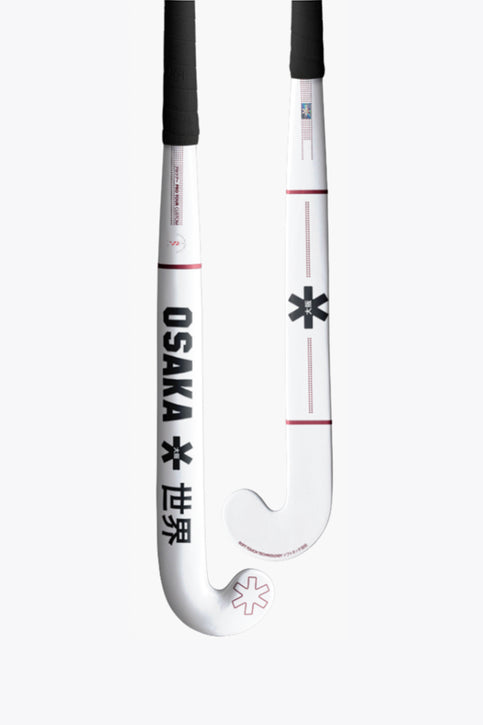 Osaka Custom Pro - Osaka x Avoca Hockey Stick White hockey stick handle and curved blade, with black star markings