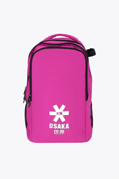 Osaka Sports Backpack | Pink Osaka sports backpack in pink with logo in white. Front view