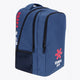 Osaka sports backpack in navy with logo in white and red. Side view
