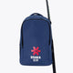 Osaka sports backpack in navy with logo in white and red. Front view