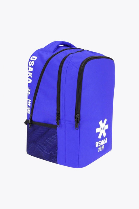 Osaka Sports Backpack | Blue Osaka sports backpack in blue with logo in white. Front view