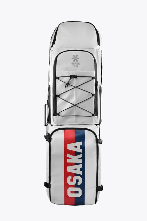 Osaka Pro Tour Stickbag Modular | Papyrus Modular ice hockey stickbag, light gray-white with black trim and Osaka logo panel.