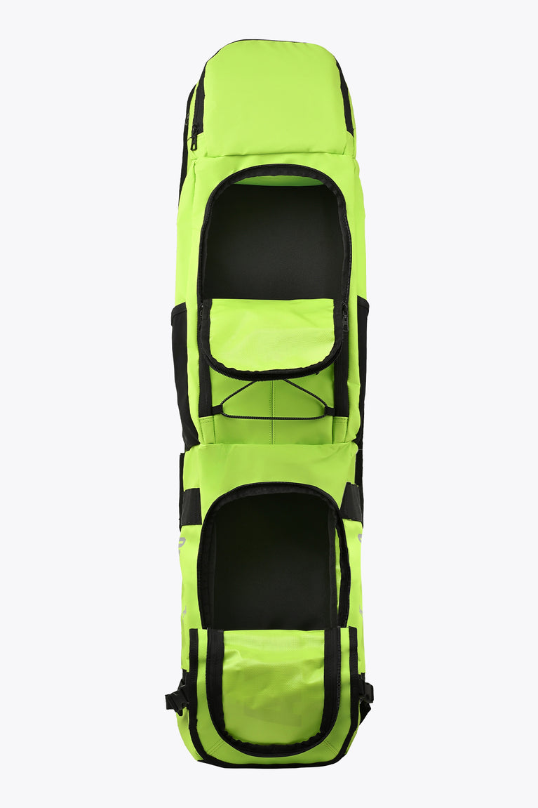 Large Osaka stickbag in wild lime green with black interior compartments and front zipper