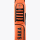 Medium orange stickbag with black trim, front ladder straps and zip pocket.