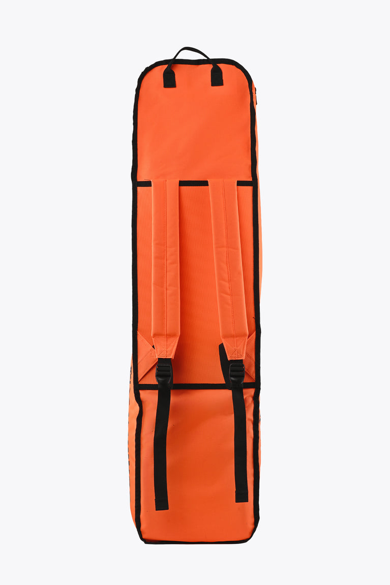 Orange large stickbag with black bottom straps and open back panel
