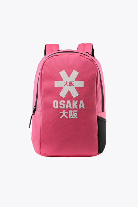 Osaka Kids Backpack Sports Compact | Hot Pink Kids hot pink sports backpack with front Osaka graphic, top handle and zipper