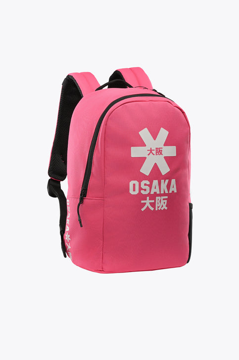 Osaka Kids Backpack Sports Compact | Hot Pink Kids hot pink sports backpack with front Osaka graphic, top handle and zipper