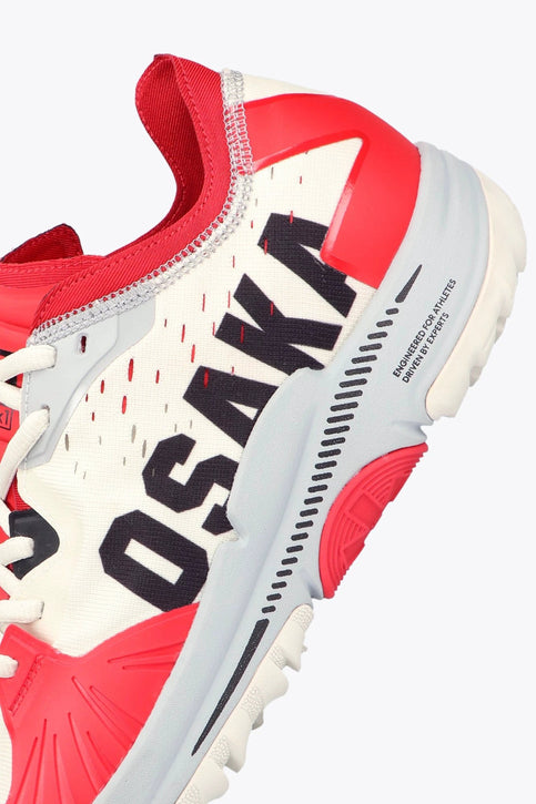 Osaka IDO Mk1 Standard | White-Red Osaka footwear Ido Mk1 in white and red with logo in black. Side view