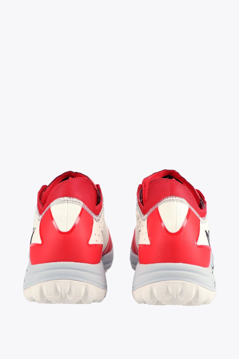 Osaka footwear Ido Mk1 in white and red with logo in black. Back view