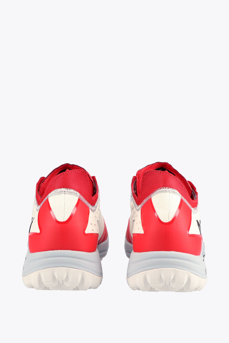 Osaka footwear Ido Mk1 in white and red with logo in black. Back view