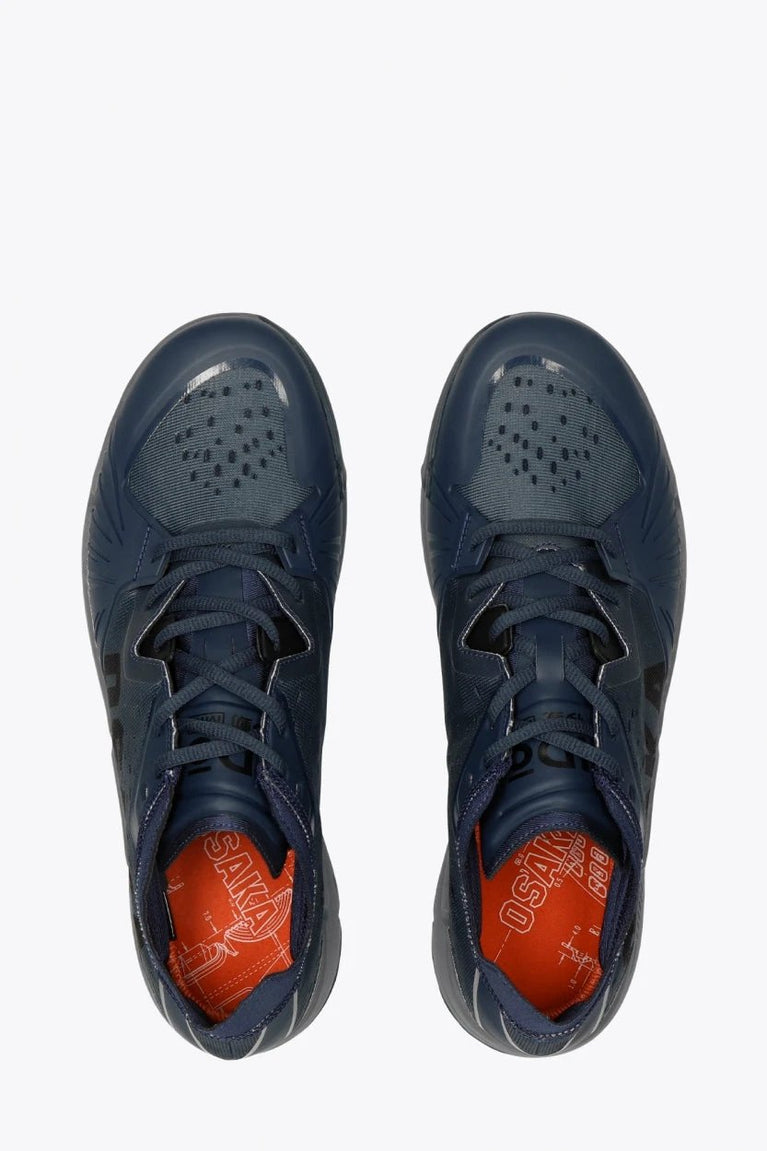 Osaka footwear Ido Mk1 in french navy with logo in black. From above view